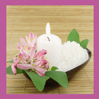 flowers candle salt with purple border